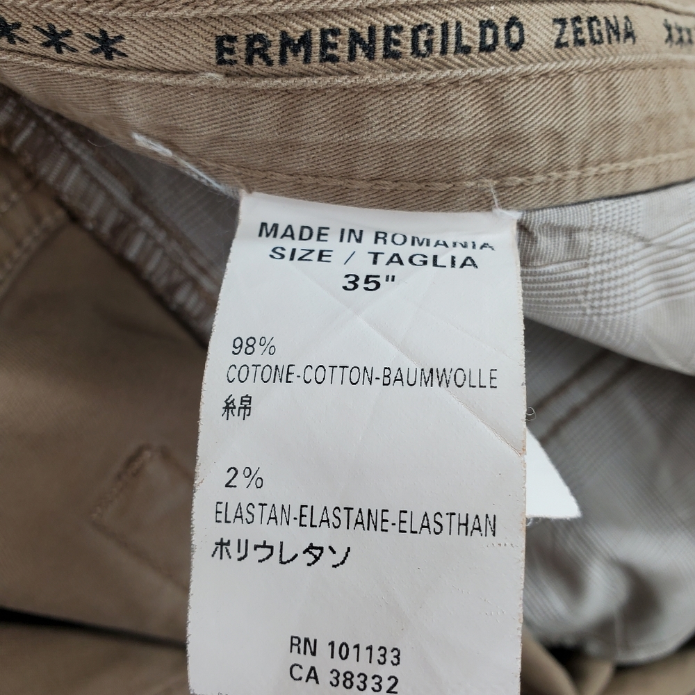 Ermenegildo Zegna Pants Chino Khaki Tan Mens 35x30 Lightweight Straight Leg - Picture 13 of 15